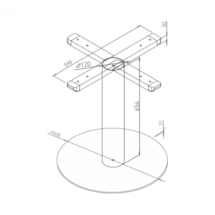 Picior masa central Boma, baza rotunda diam. 620 mm, finisaj negru [2]