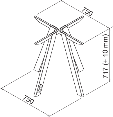 Picior masa central Cross Hife, finisaj negru [2]