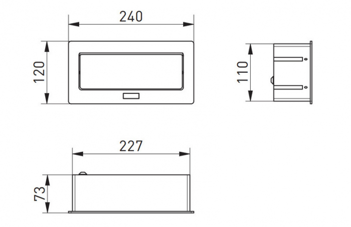 Priza incorporabila dreptunghiulara 2xschuko + 2xUSB A, aluminiu [2]