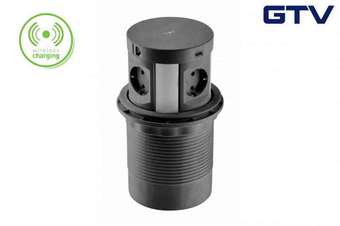 Priza incorporabila rotunda Comfort Plus 4xschuko + 2xUSB A 5V/3.1A + 2xRJ45, neagra [1]