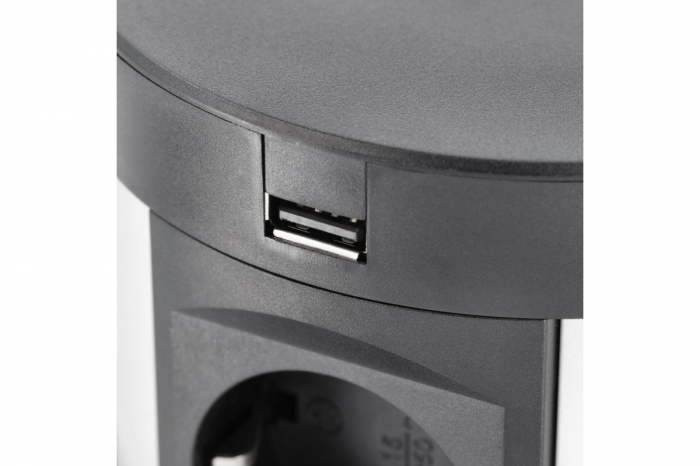 Priza incorporabila rotunda Comfort Plus 4xschuko + 2xUSB A 5V/3.1A + 2xRJ45, neagra [4]