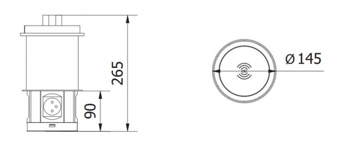 Priza incorporabila rotunda Comfort Plus 4xschuko + 2xUSB A 5V/3.1A + 2xRJ45, neagra [2]