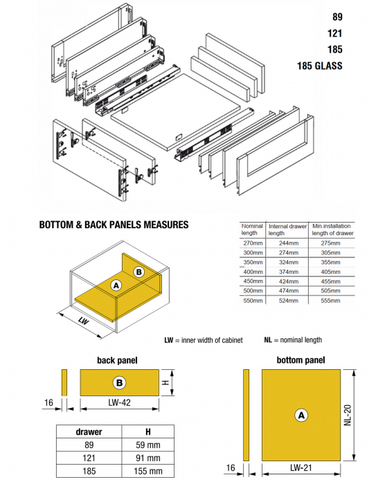 Set sertar Vision Top adancime 350 mm, inaltime 89 mm, finisaj antracit [5]