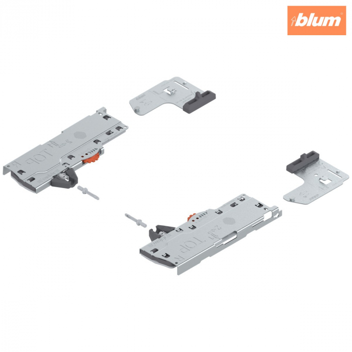 set (Unitate TIP-ON BLUMOTION + Declanşator + Adaptor), pentru LEGRABOX, pentru MOVENTO, Tip S1, NL=270-320 mm, Greutate totală a extragerii=10-20 kg, dreapta+stânga, finisaj R7035 gri deschis T60L714 [1]