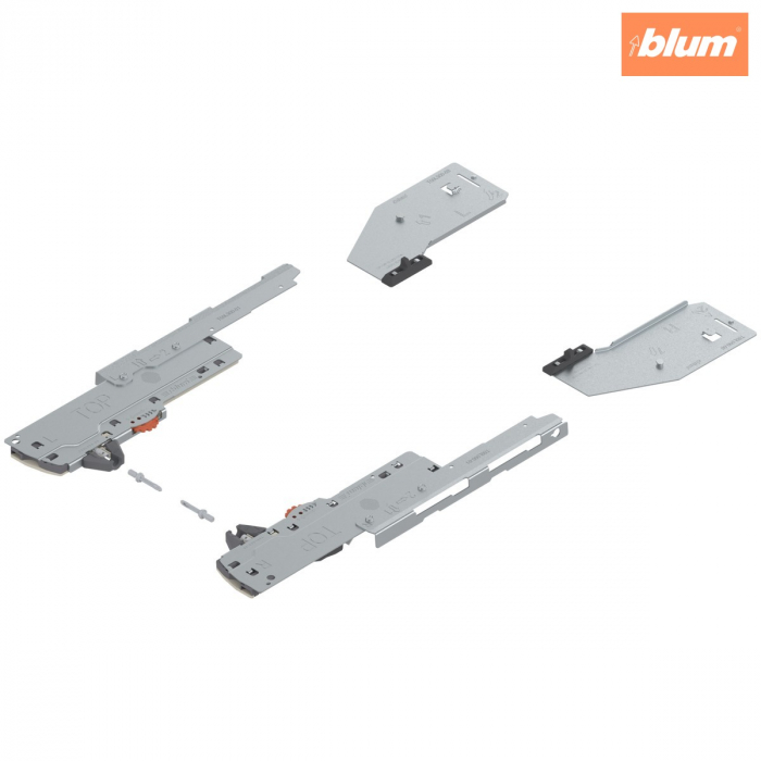 set (Unitate TIP-ON BLUMOTION + Declanşator + Adaptor), pentru LEGRABOX, Tip L3, NL=350-600 mm, Greutate totală a extragerii=15-40 kg, dreapta+stânga, finisaj R7037 gri închis T60L9540 [1]