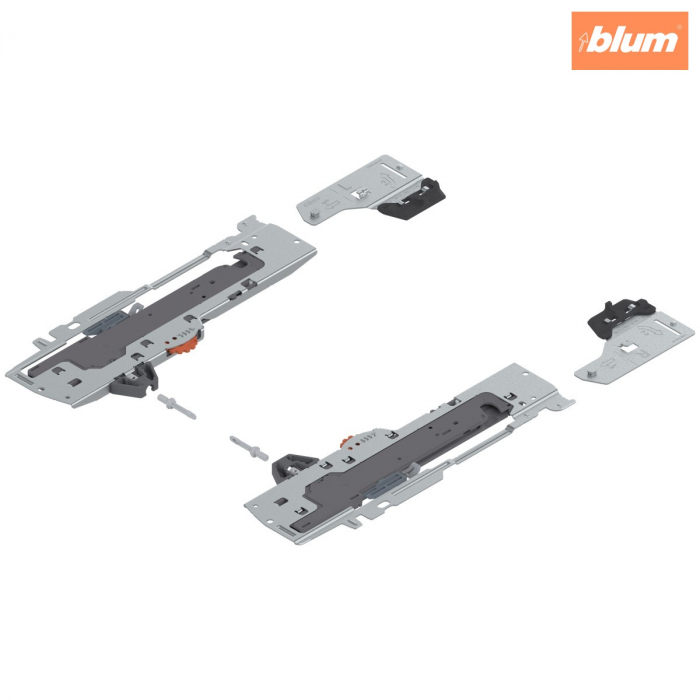 set (Unitate TIP-ON BLUMOTION + Declanşator + Adaptor), pentru TANDEMBOX, Tip L3, NL=350-600 mm, Greutate totală a extragerii=15-30 kg, dreapta+stânga, finisaj R7037 gri închis T60B3530 [1]
