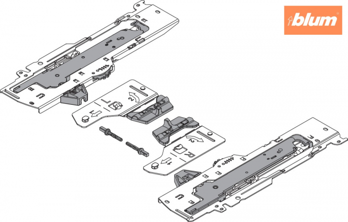 set (Unitate TIP-ON BLUMOTION + Declanşator + Adaptor), pentru TANDEMBOX, Tip S0, NL=270-300 mm, Greutate totală a extragerii=0-10 kg, dreapta+stânga, finisaj alb T60B3030 [2]