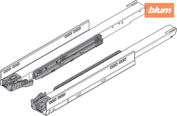 Şina de corp LEGRABOX cu TIP-ON, Extragere totală, 40 kg, NL=450 mm, dreapta+stânga, finisaj zincat 750.4501T [2]
