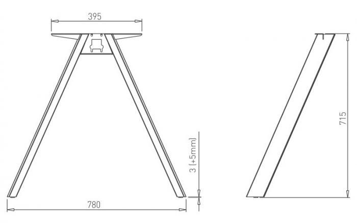 Structura birou Most, pentru lungime blat 1800 mm, finisaj negru [7]
