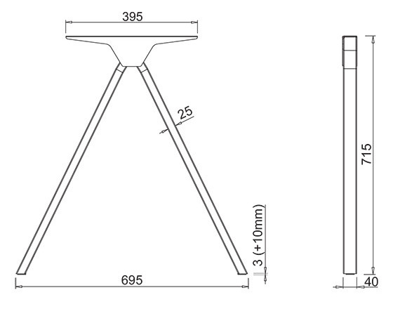 Structura birou Teen, pentru lungime blat 1000 mm, finisaj negru [4]