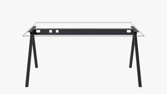 Structura birou Teen, pentru lungime blat 1600 mm, finisaj negru [2]