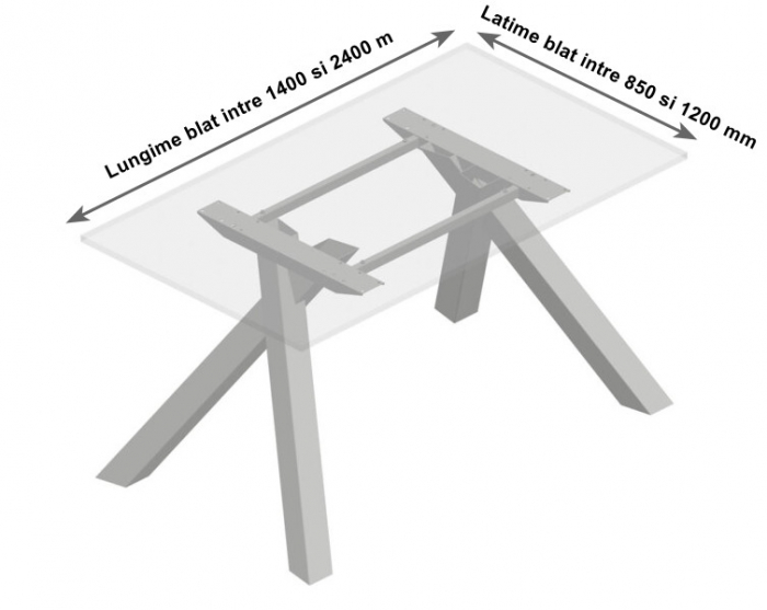 Structura pentru masa sau birou Aster 80x80, pentru lungime blat 2000 mm, finisaj negru [3]
