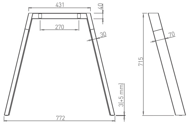 Structura pentru masa sau birou HiWood, pentru lungime blat 2200 mm, finisaj negru + stejar natur [6]