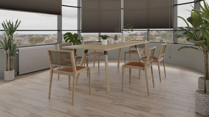 Structura pentru masa sau birou HiWood, pentru lungime blat 2200 mm, finisaj negru + stejar natur [2]