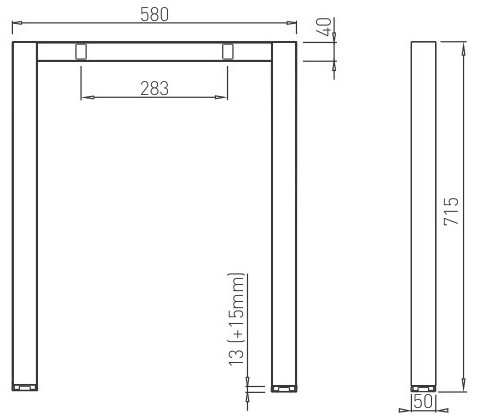 Structura pentru masa sau birou Hubo 600, pentru lungime blat 1200 mm, finisaj negru [6]