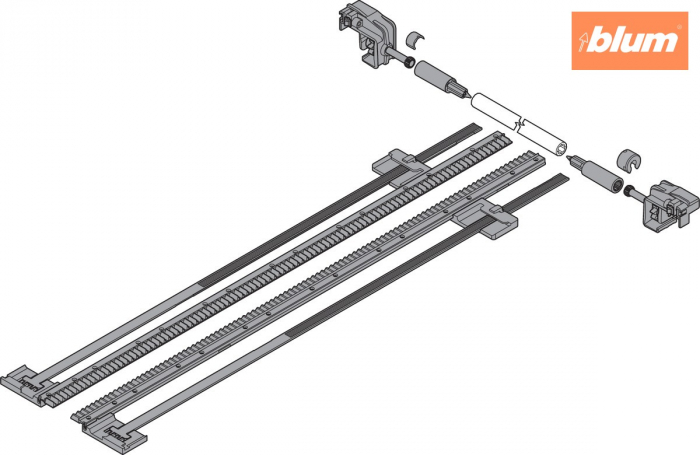 TANDEM Mecanism de stabilizare laterală, NL=750 mm, KB=1400 mm, Extensie totală, pentru grosimea plăcii 11-16 mm, pentru debitat, finisaj R7037 gri închis ZST.750TV [2]