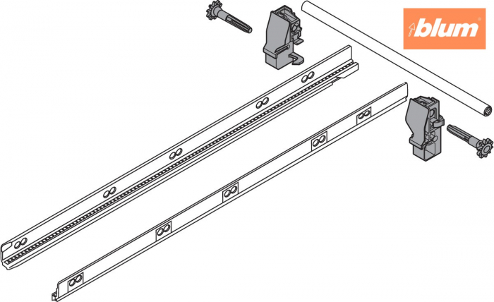 TANDEMBOX Mecanism de stabilizare laterală (construibil în sus), NL=500 mm, KB=1200 mm, Extensie totală, Sertar/extragere cu front înalt, finisaj R7037 gri închis ZST.500BA [2]