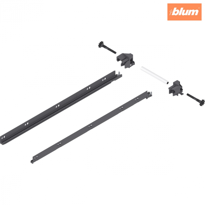 TANDEMBOX Mecanism de stabilizare laterală (construibil spre spate), NL=500 mm, KB=1200 mm, Extensie totală, Extragere cu front înalt, finisaj R7037 gri închis ZST.500BB [1]