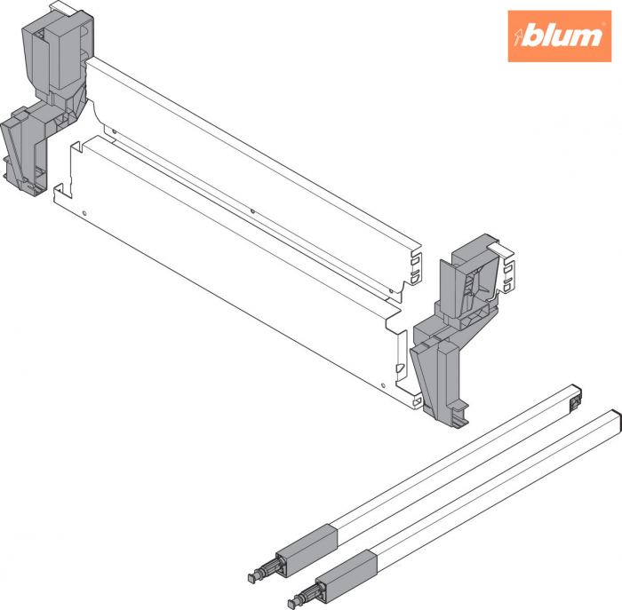 TANDEMBOX Spate metalic pentru extragerea suspendată pentru coşul de gunoi, Înălţime M (96,5 mm), LW=860-864 mm, finisaj R9006 gri-al/gri-alb Z30M833S0W [2]