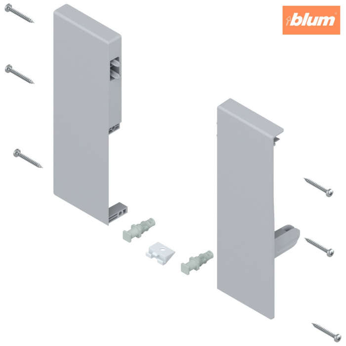TANDEMBOX Suporturi de front, înălţime C, pentru extragere interioară cu 1x lonjeron, dreapta+stânga, pentru TANDEMBOX antaro, finisaj gri-aluminiu ZIF.74C0 [1]
