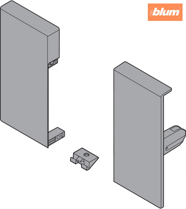 TANDEMBOX Suporturi de front, înălţime K, pentru sertar interior, dreapta+stânga, pentru TANDEMBOX antaro, finisaj gri-aluminiu ZIF.71K0 [2]
