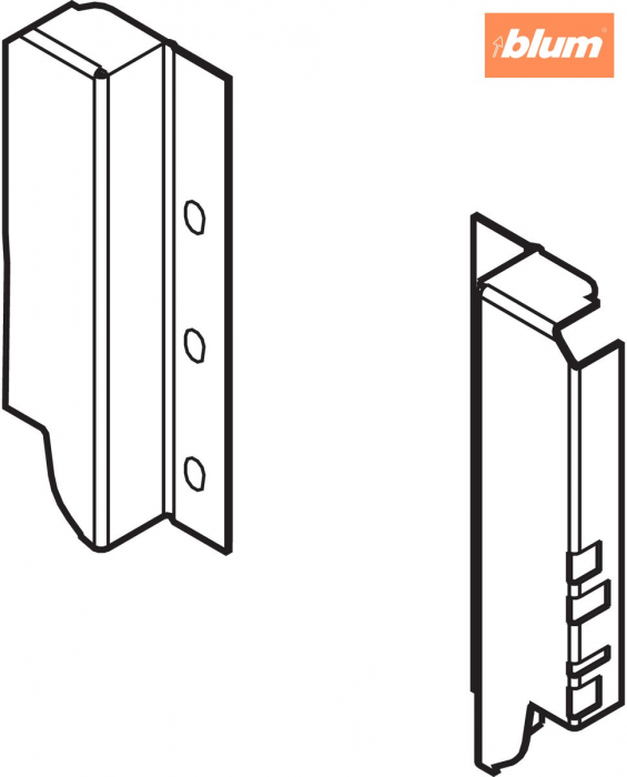 TANDEMBOX Suporturi pentru spate de lemn, Înălţime B (160 mm), dreapta+stânga, finisaj R9006 gri aluminiu Z30B000S.04HO-RW [2]