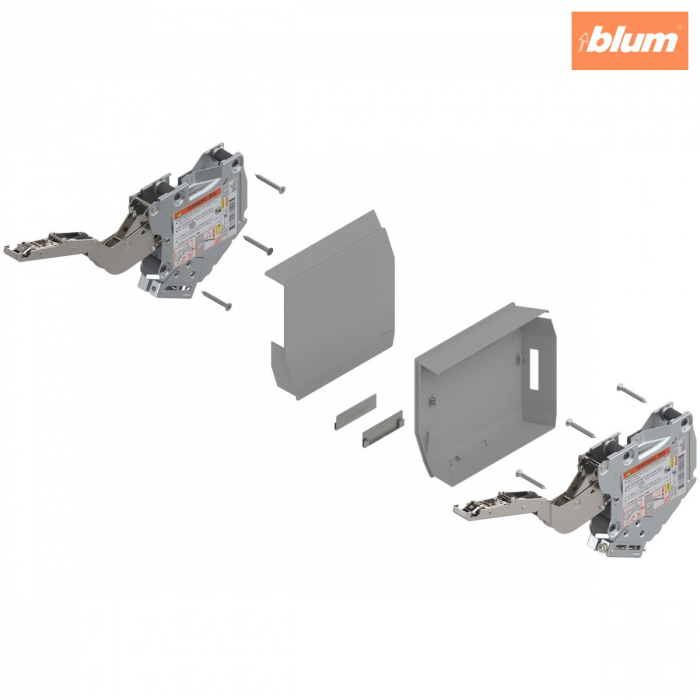 Uşă pivotantă mică AVENTOS HK-S, Mecanism de ridicare (set), LF=220-500 (la 2 buc.), prin înşurubare, pentru TIP-ON, finisaj gri-deschis/inox-g. 20K2B00T06KRA+ABD [2]