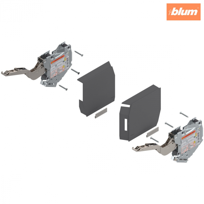Uşă pivotantă mică AVENTOS HK-S, Mecanism de ridicare (set), LF=220-500 (la 2 buc.), prin înşurubare, pentru TIP-ON, finisaj gri-închis/inox-g. 20K2B00T06KRA+ABD [1]