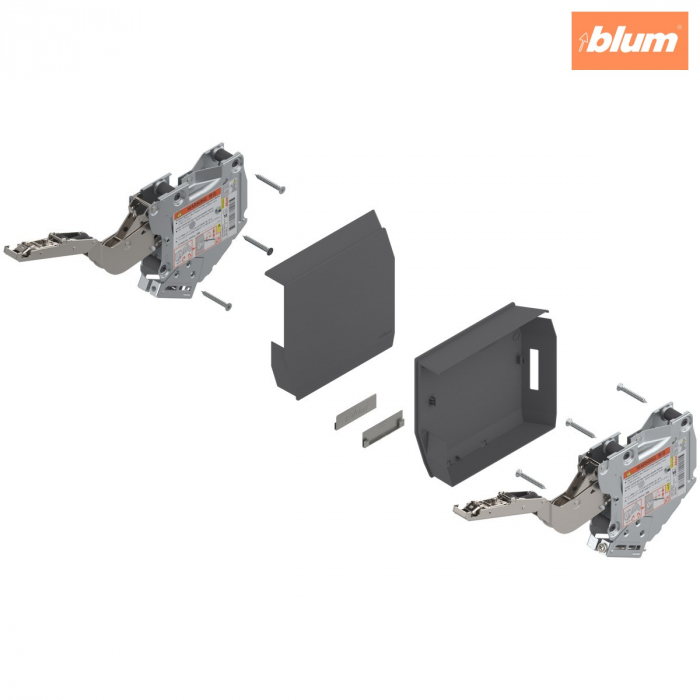Uşă pivotantă mică AVENTOS HK-S, Mecanism de ridicare (set), LF=220-500 (la 2 buc.), prin înşurubare, pentru TIP-ON, finisaj gri-închis/inox-g. 20K2B00T06KRA+ABD [2]