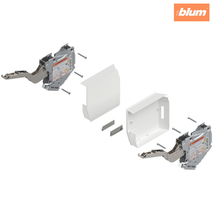 Uşă pivotantă mică AVENTOS HK-S, Mecanism de ridicare (set), LF=400-1000 (la 2 buc.), prin înşurubare, pentru TIP-ON, finisaj alb-mătase/inox-g 20K2C00T06KRA+ABD [2]
