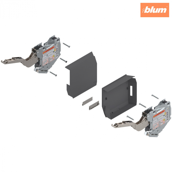 Uşă pivotantă mică AVENTOS HK-S, Mecanism de ridicare (set), LF=400-1000 (la 2 buc.), prin înşurubare, pentru TIP-ON, finisaj gri-închis/inox-g. 20K2C00T06KRA+ABD [1]