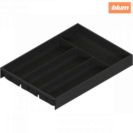 Ambia-Line - Blum - AMBIA-LINE Organizator pt tacâmuri, pentru LEGRABOX/MERIVOBOX Sertar, Plastic/oţel, 4 Compartimente pt tacâmuri, NL=450 mm, Lăţime=300 mm, finisaj negru-carbon mat ZC7S450BS3