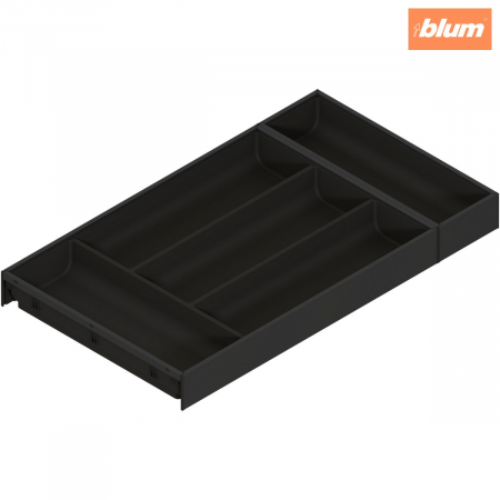 Ambia-Line - Blum - AMBIA-LINE Organizator pt tacâmuri, pentru LEGRABOX/MERIVOBOX Sertar, Plastic/oţel, 5 Compartimente pt tacâmuri, NL=550 mm, Lăţime=300 mm, finisaj negru-carbon mat ZC7S550BS3