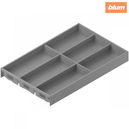Ambia-Line - Blum - AMBIA-LINE Organizator pt tacâmuri, pentru MERIVOBOX Sertar, Plastic/oţel, 6 Compartimente pt tacâmuri, NL=500 mm, Lăţime=300 mm, finisaj gri indiu mat ZC7S500BS3