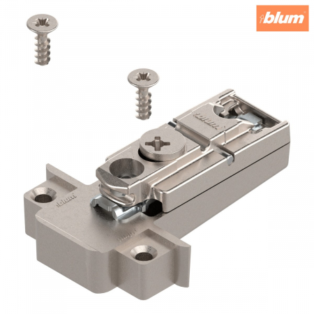 Aventos - CLIP Plăcuţă de montaj, dreaptă, 0 mm, Zinc, reglaj pe înălţime: Excentric, pentru rame de aluminiu înguste, finisaj nichelat 175H5A00