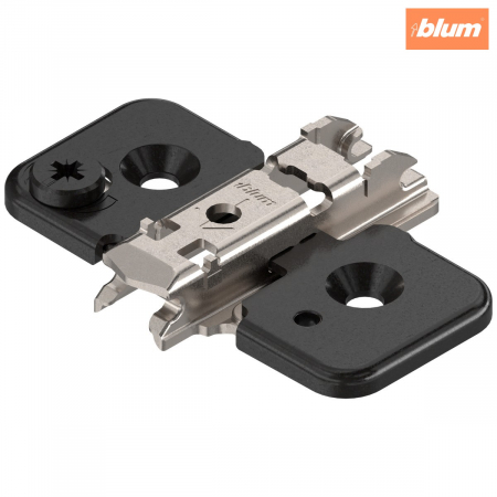 Balamale Clip - Blum - CLIP Plăcuţă de montaj, în cruce, 0 mm, oţel, şuruburi, reglaj pe înălţime: Excentric, finisaj negru onix 173H7100