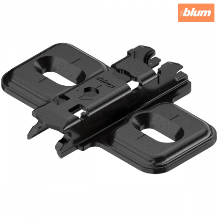 Balamale Clip - Blum - CLIP Plăcuţă de montaj, în cruce, 0 mm, oţel, şuruburi, reglaj pe înălţime: Gaură alungită, finisaj negru onix 173L6100