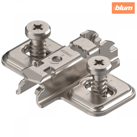 Balamale Clip - Blum - CLIP Plăcuţă de montaj, în cruce, 3 mm, oţel, destinat înșurubării cu euroșuruburi premontate, reglaj pe înălţime: Gaură alungită, finisaj nichelat 173L8130