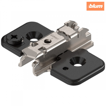 Balamale Clip - Blum - CLIP Plăcuţă de montaj, în cruce, 3 mm, oţel, şuruburi, reglaj pe înălţime: Excentric, finisaj negru onix 173H7130