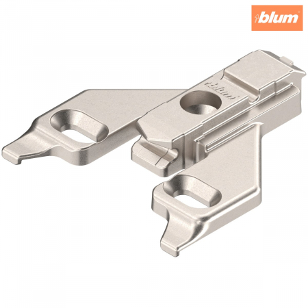 Balamale Clip - Blum - CLIP Plăcuţă de montaj, în cruce în partea din față, 0 mm, Zinc, şuruburi, reglaj pe înălţime: Gaură alungită, finisaj nichelat 175L6600.22MPL