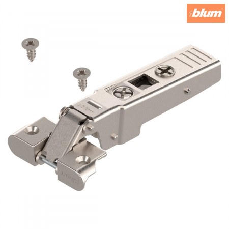 Balamale Clip - Blum - CLIP top Balama pentru ramă de aluminiu 95°，Uşă aplicată, Oală: şuruburi, (Balama închisă), finisaj nichelat 71T950A