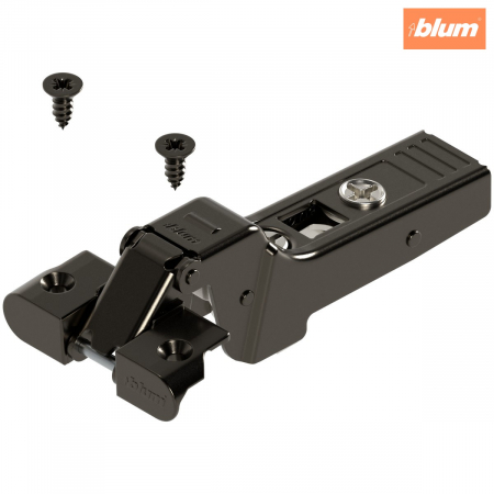 Balamale Clip - Blum - CLIP top Balama pentru ramă de aluminiu 95°，Uşă semiaplicată, Oală: şuruburi, (Balama închisă), finisaj negru onix 71T960A