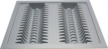 Organizatoare sertare - Compartimentare farfurii gri argintiu, pentru pentru latime front sertar de 600 mm
