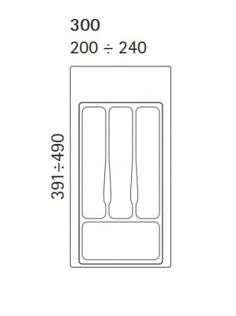 Organizatoare sertare - Compartimentare tacamuri pentru latime front sertar de 300 mm, finisaj alb