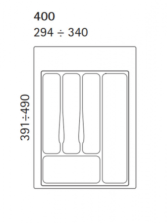 Compartimentare tacamuri pentru latime front sertar de 400 mm, finisaj alb [1]