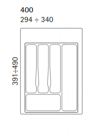 Compartimentare tacamuri pentru latime front sertar de 400 mm, finisaj gri [1]