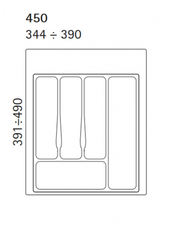 Compartimentare tacamuri pentru latime front sertar de 450 mm, finisaj gri [1]