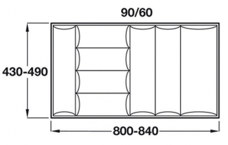 Compartimentare tacamuri premium alba, pentru latime front sertar de 900 mm [1]