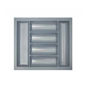 Accesorii pentru compartimentare sertare - Compartimentare tacamuri premium gri argintiu, pentru latime front sertar de 600 mm