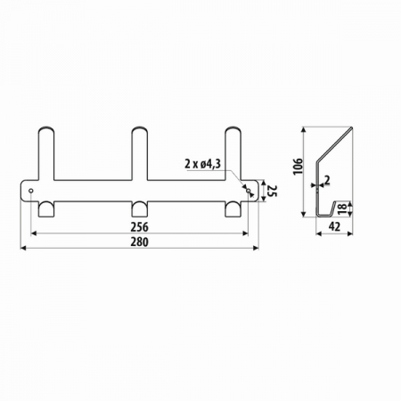 Cuier metalic negru structurat WS20-280-L2 [2]